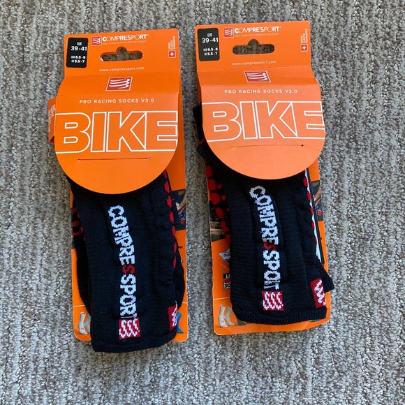 Lot of 2 Men's Small 6.5-8 T2 Compressport Ironman compression Crew socks Black - Picture 1 of 2